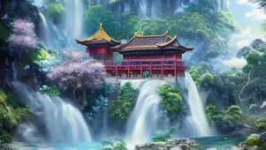 古风山水瀑布