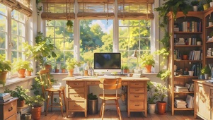 阳光满溢的阅读角落