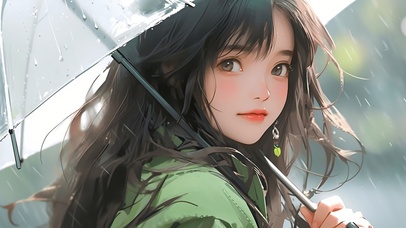 伞下可爱少女