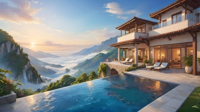 山顶无边泳池别墅