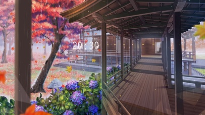 治愈雨天秋季庭院