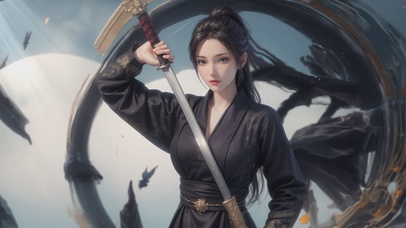 水墨古风女侠云韵