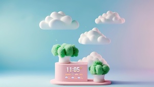 极简清新盆栽云朵