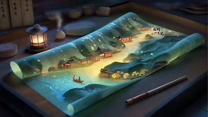 唯美意境流水生财卷