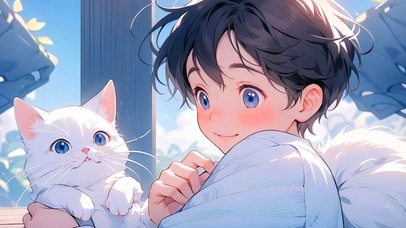 猫咪可爱男孩