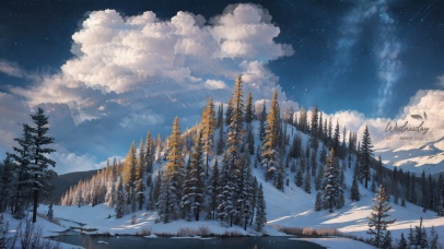 治愈白云下森林