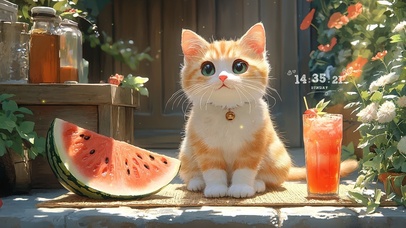 夏日西瓜小猫