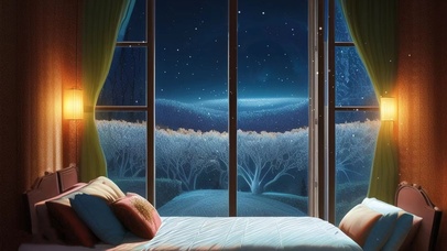 冬日卧室窗外