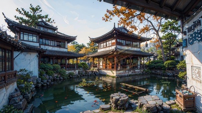 4K唯美治愈庭院