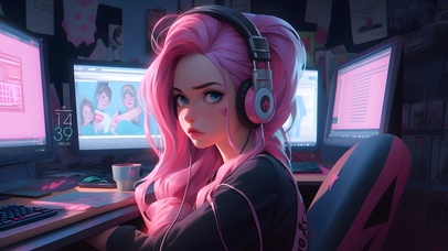 可爱电竞小女孩