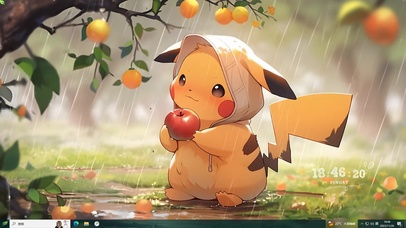 可爱主题---雨中皮卡丘
