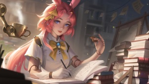 4K清纯可爱粉发猫耳游戏少女