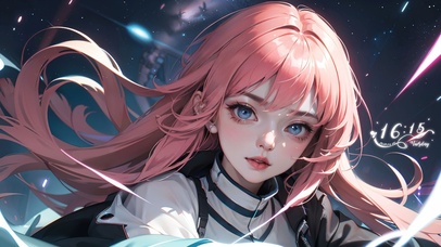 唯美星空粉发少女