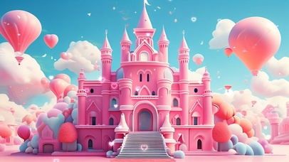 马卡龙粉色城堡