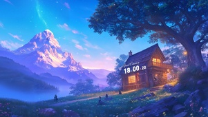 傍晚户外小屋