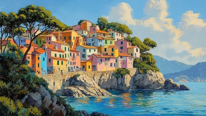 五渔村的彩色房屋