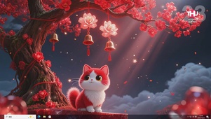 红猫在藤花树下祈福