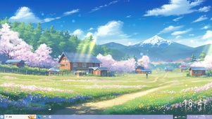 草地樱花小屋主题