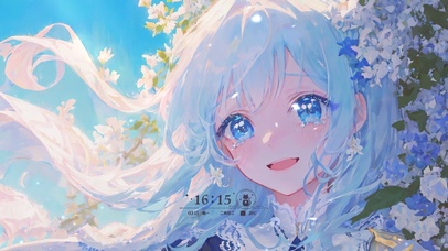 可爱清纯蓝发女孩