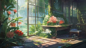 护眼花园景色