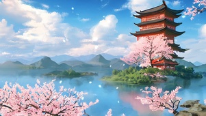 湖中塔