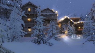 治愈唯美冬季飘雪森林木屋