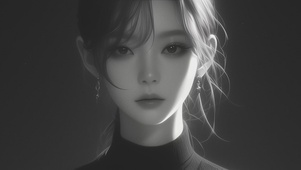 小清新时尚简约黑白风可爱美女