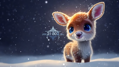 雪地可爱小鹿
