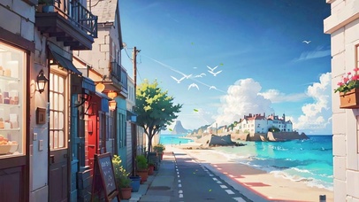 夏日海边小街