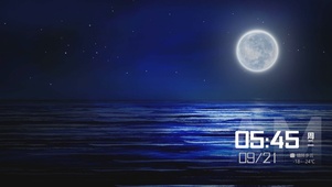 圆月星空大海