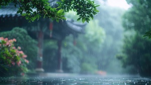 护眼雨天古风公园