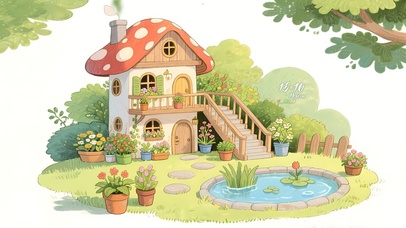 清新蘑菇小屋