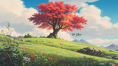 阳光明媚的山坡