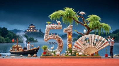 中国风五一劳动节