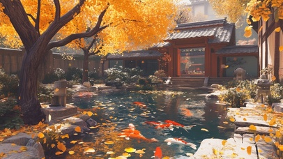 秋天锦鲤小院