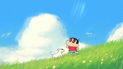 草原上遛狗的小新