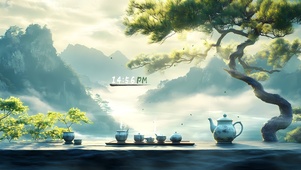云雾饮茶观山