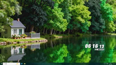 安逸生活房子绿树景色桌面主题