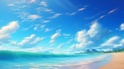 白云治愈绿色海水