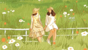 田野上的闺蜜女孩姐妹