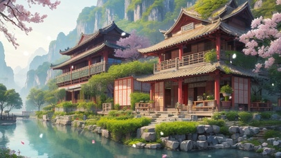 古风山水桃花居