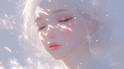 唯美治愈梦幻白发优雅美女