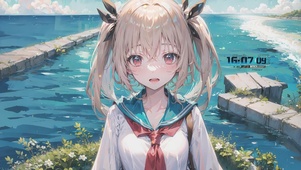可爱海边少女