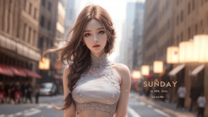 纯欲风街头长发女孩