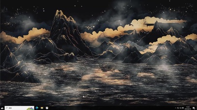 黑金山水AI插画-桌面主题