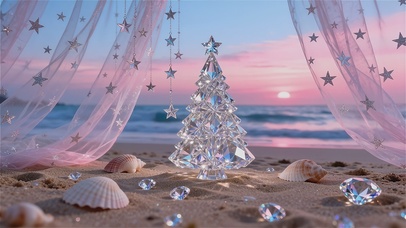 浪漫梦幻沙滩落日