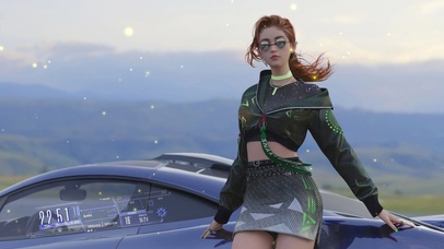 4k跑车帅气美女