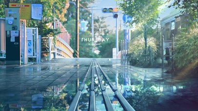 唯美治愈雨后城市街道