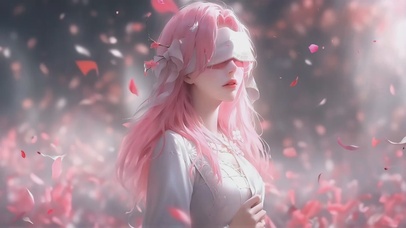 【唯美】粉色蒙眼少女