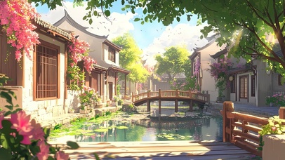 午后的古镇木栈桥